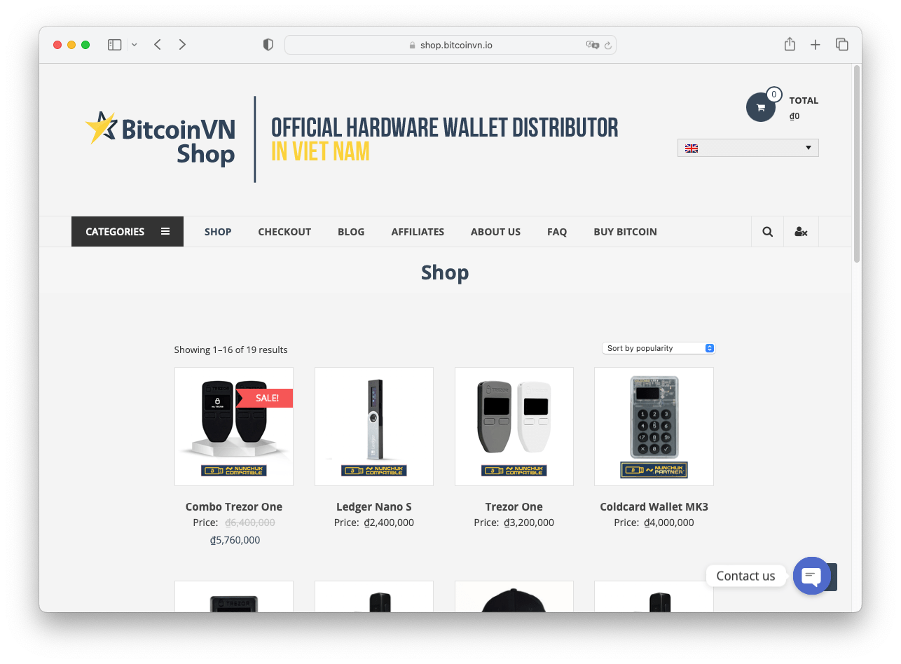 BitcoinVN Shop website