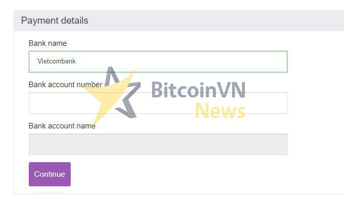 Sell BTC - VND onto your bank account