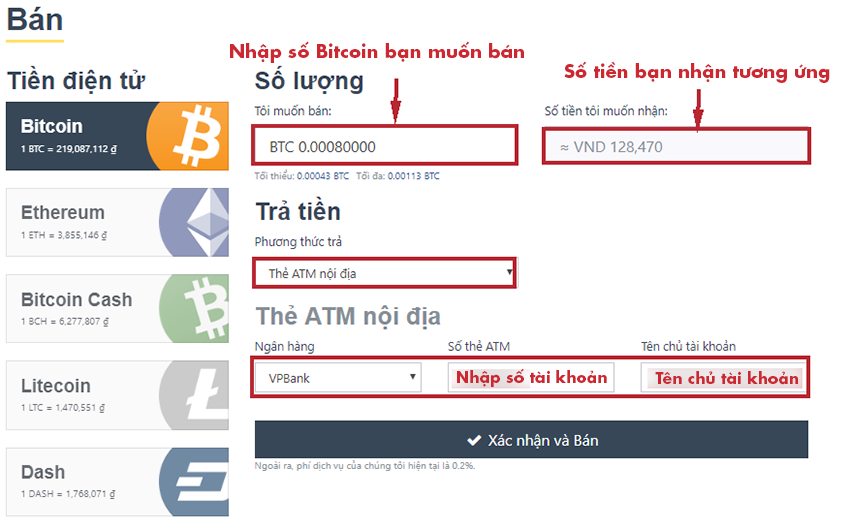 Hướng dẫn bán Bitcoin