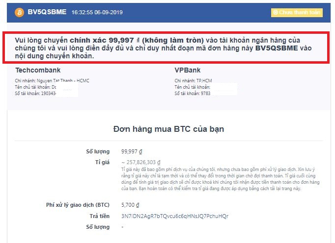 Hướng dẫn chuyển tiền mua Bitcoin