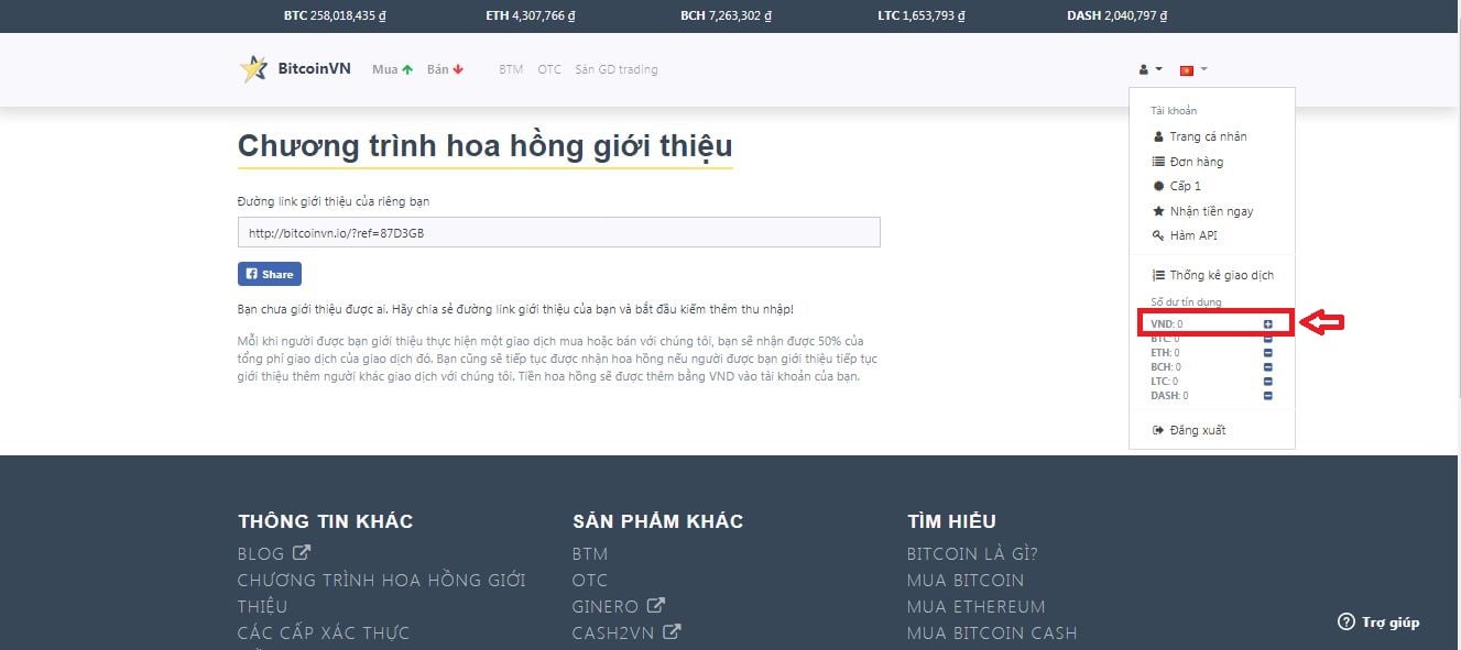 Hướng dẫn nạp tiền vào tài khoản