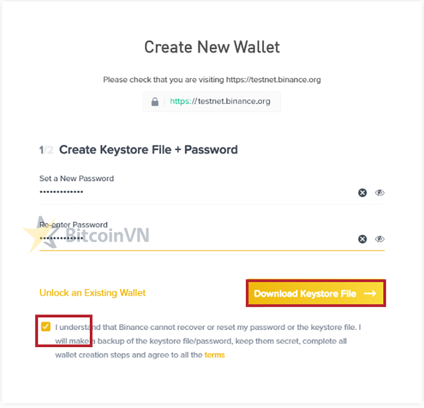 Tạo ví sàn Giao dịch Binance DEX
