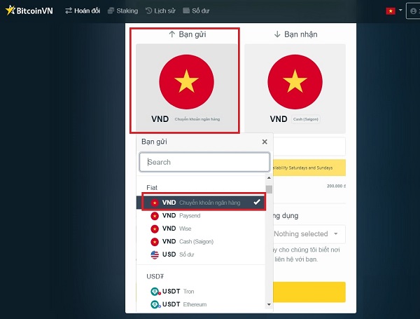 Chọn VND