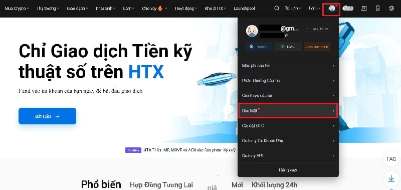 Chọn “bảo mật”