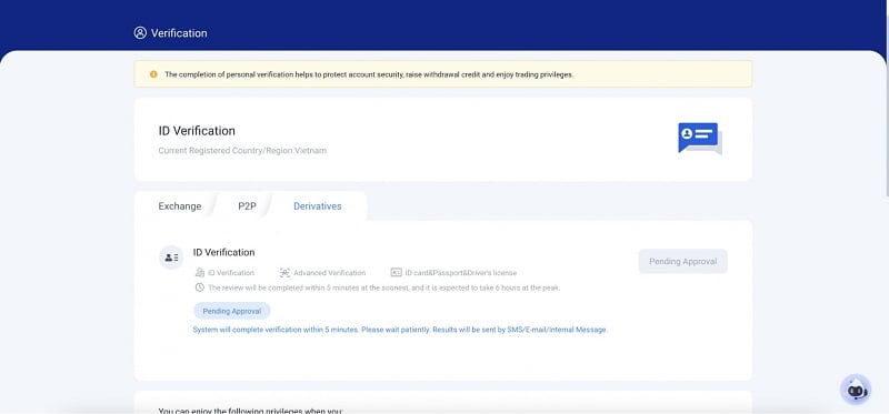 Chờ đợi xác minh hoàn tất