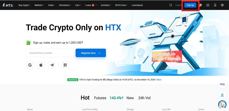 Chọn “Sign up”