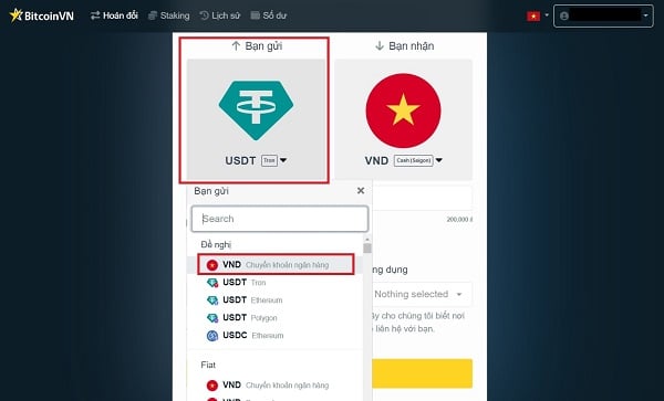 Chọn VND (Chuyển khoản ngân hàng)