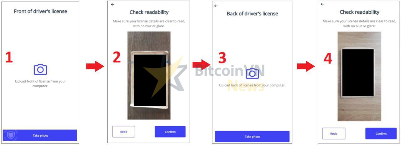 Các bước chụp giấy tờ tùy thân trên Bitstamp