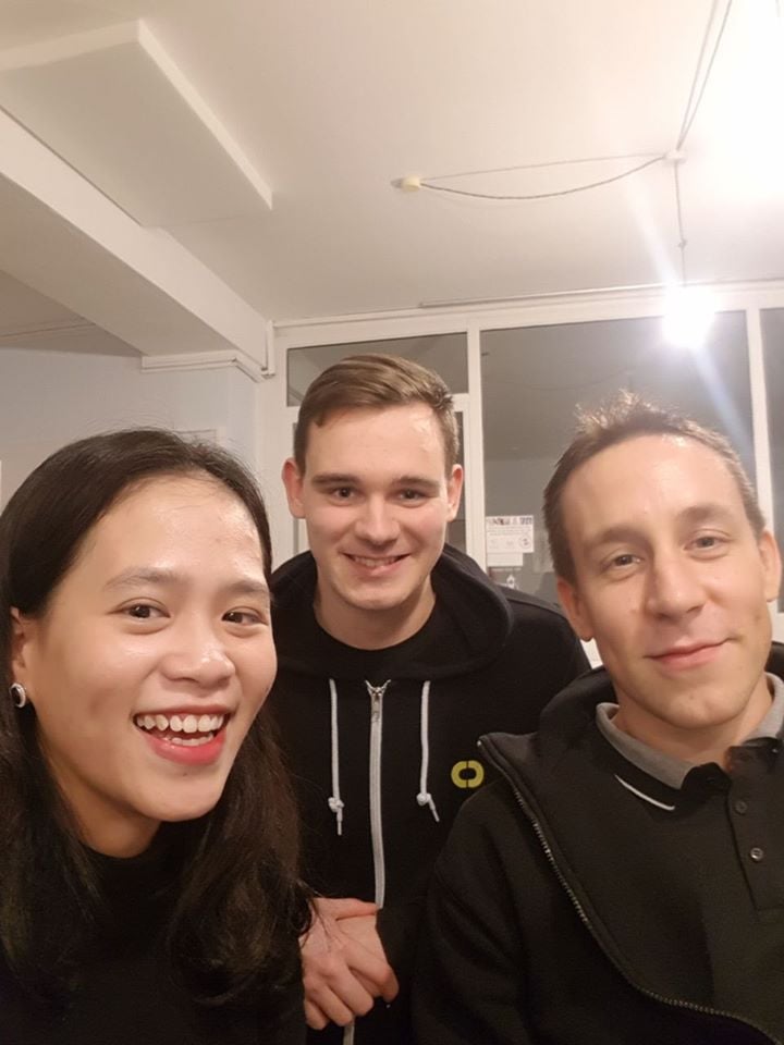Nguyen Tran Bao Phuong, BitcoinVN CEO with Timo from Chaincode Labs and Dominik Weil, BitcoinVN COO