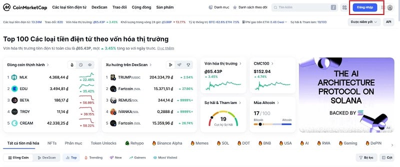 Chọn “Đăng nhập”