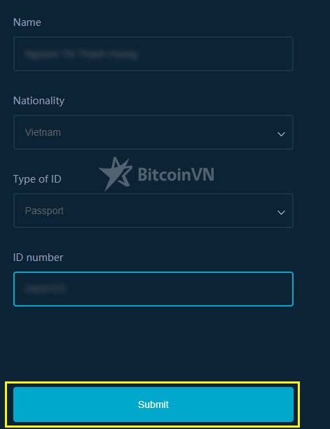 Biểu mẫu KYC cấp 1 trên RightBTC