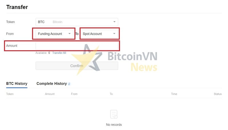 Chuyển tiền từ tài khoản vốn sang tài khoản giao dịch trên OKEx