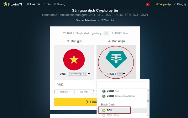 Dưới mục “bạn nhận” chọn BCH