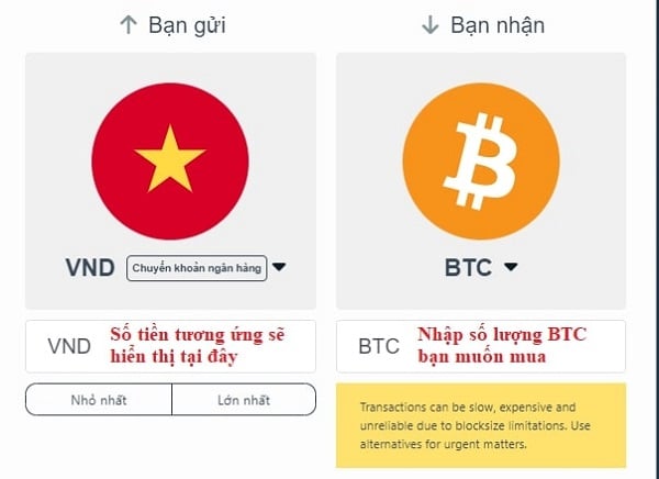Nhập số lượng coin muốn mua