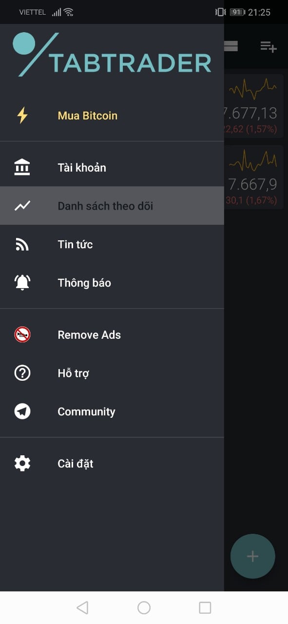 TabTrader - Hướng dẫn thành thạo app xem giá tiền điện tử