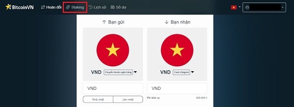 Chọn “staking”