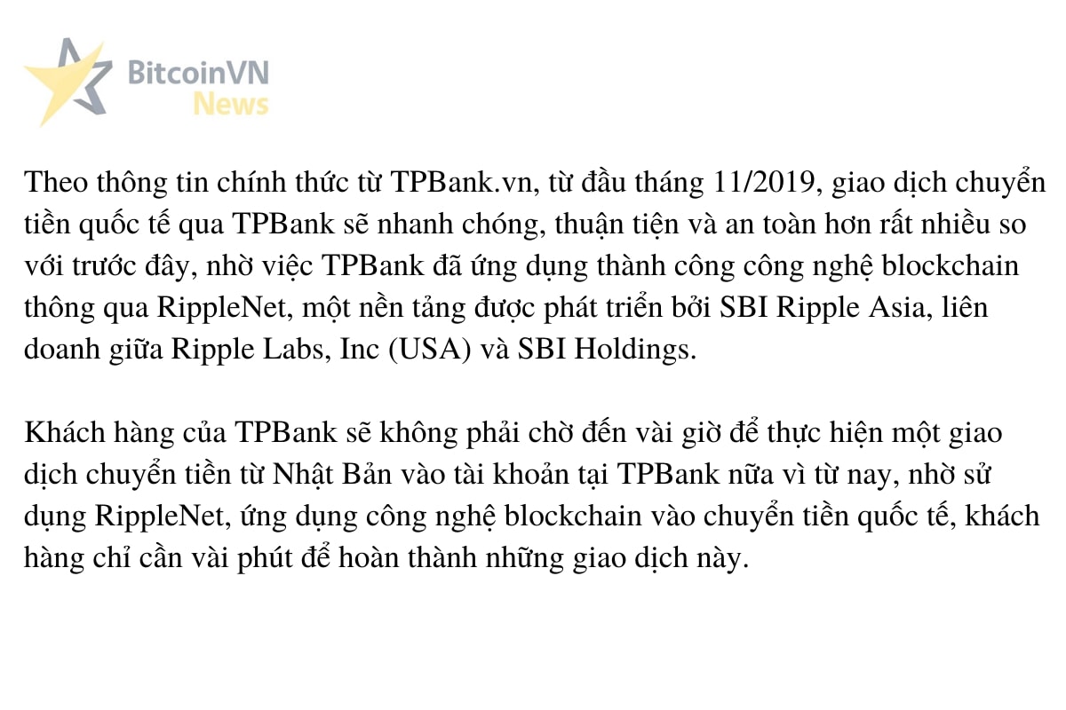 TPBank là ngân hàng đầu tiên ứng dụng công nghệ Blockchain vào ngân hàng