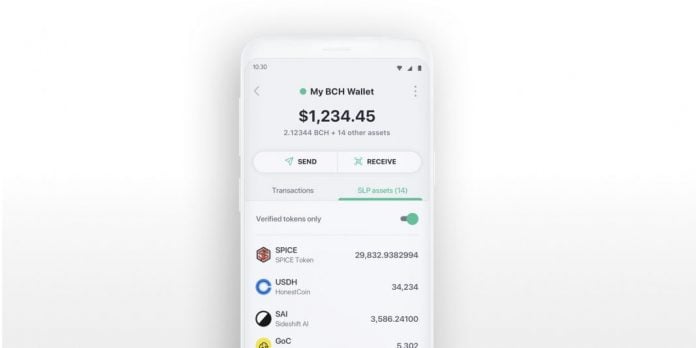 Token SLP trong ứng dụng ví Bitcoin.com
