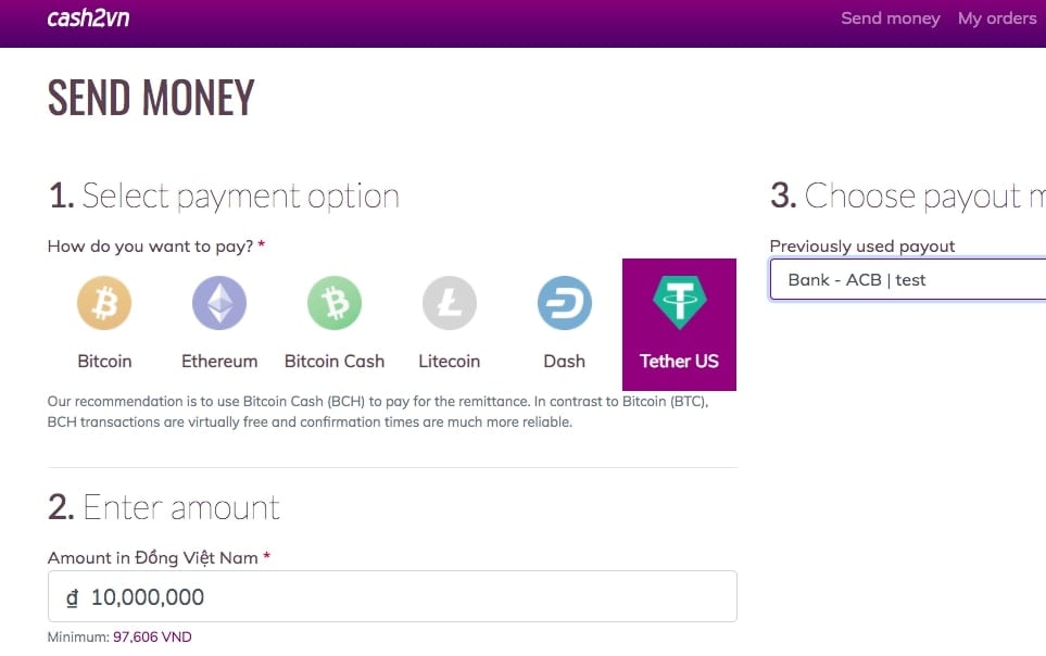 Gửi tiền đến Việt Nam - nhanh chóng và dễ dàng qua Cash2VN; hỗ trợ USDT (Tether) từ hôm nay!