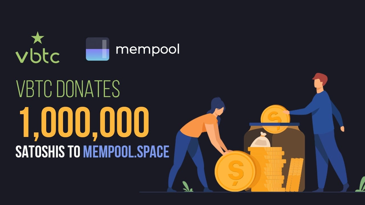 VBTC donates 1,000,000 Satoshis to Mempool.Space