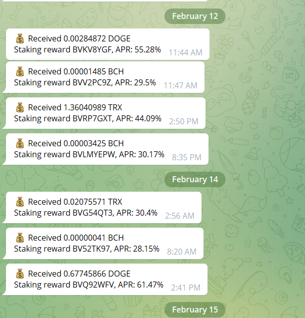 A constant stream of staking rewards trickling in