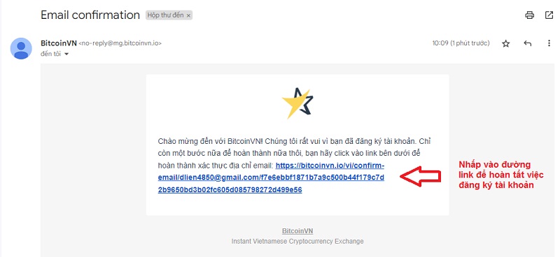 Nhấp vào đường link để xác nhận email