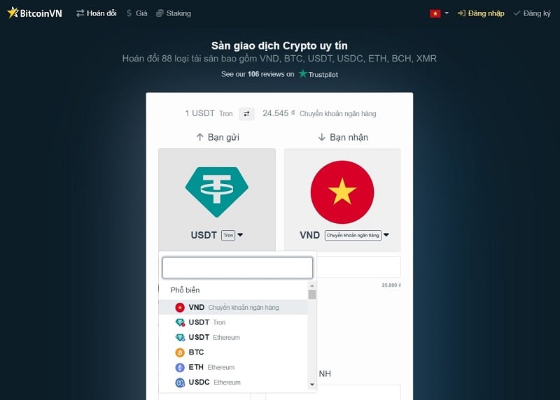 Bạn có thể dùng VND hoặc các loại coin khác để mua DOGE