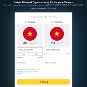 VND cash deposit on the BitcoinVN platform