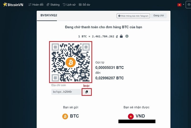 Quét mã và tiến hành giao dịch