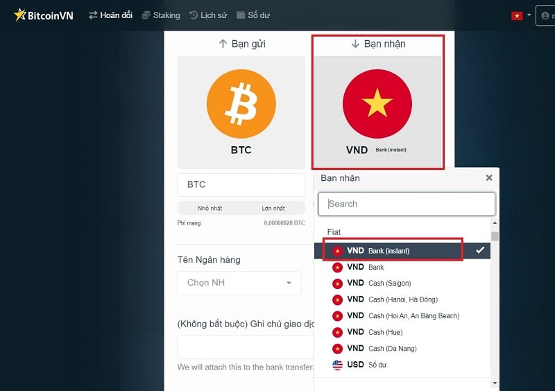 Chọn VND