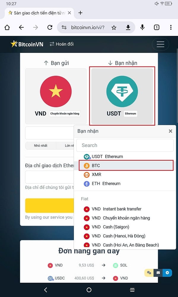 Chọn BTC