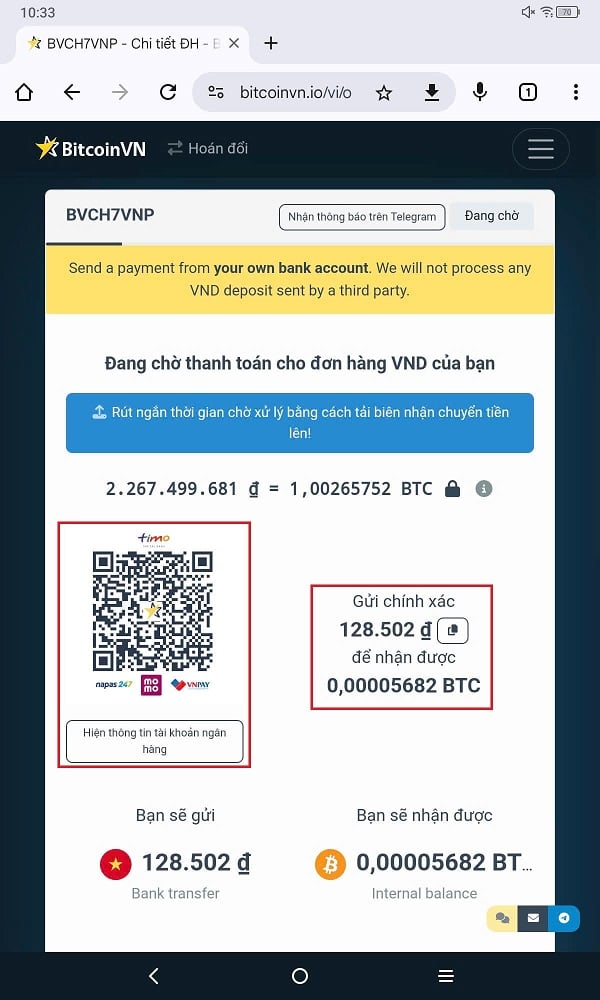 Quét mã và chuyển tiền