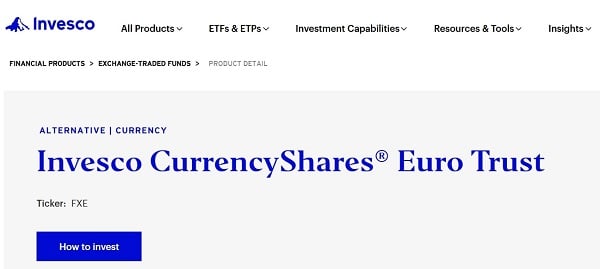 Quỹ FXE của Invesco đầu tư vào đồng Euro 