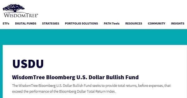 Quỹ ETF đầu tư tiền tệ của WisdomTree cũng đầu tư vào đồng đô la