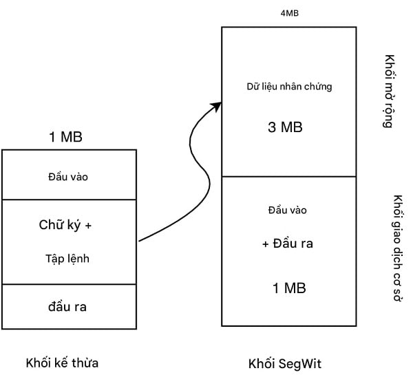 Các phần được tách ra trong giao dịch có Segwit