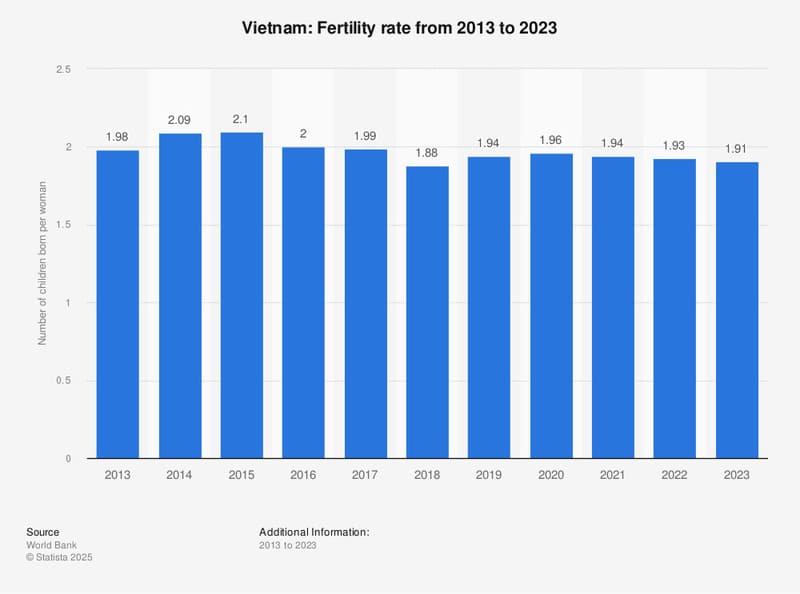 Since 2015, Vietnamese society has fallen below the population replacement rate