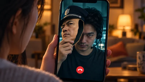 A caller appears to impersonate a police officer during a video call