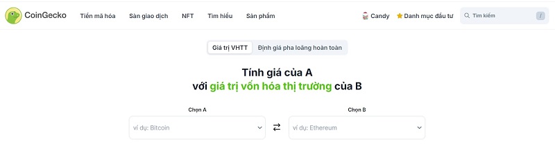 So sánh tiền điện tử thông qua CoinGecko Compare