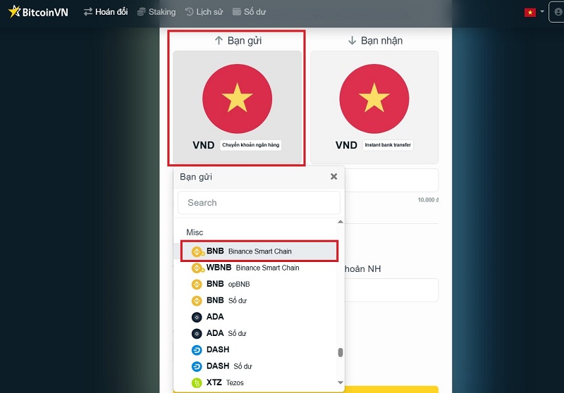 Chọn BNB
