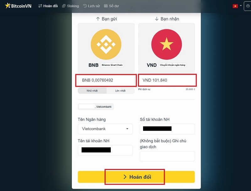 Nhập thông tin cần thiết