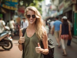 Attractive Woman Giving Thumbs Up