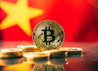 Bitcoin in front of Vietnamese flag