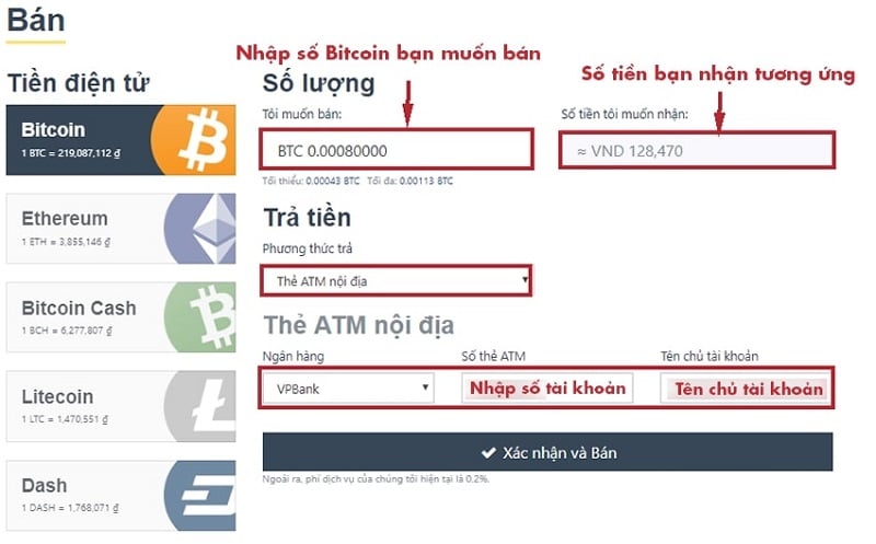 Hướng dẫn thao tác cách bán Bitcoin tại Việt Nam qua sàn BitcoinVN