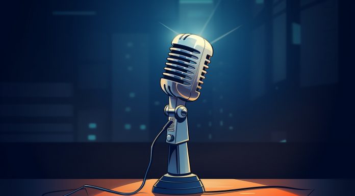 A desk microphone