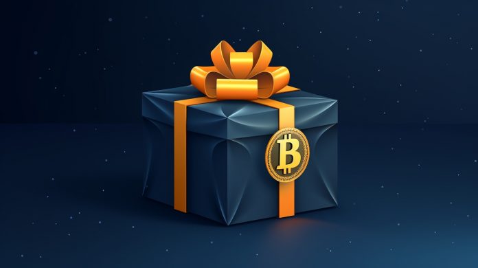 A gift wrapped in bitcoin paper