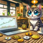 Cat looking at Bitcoin price chart