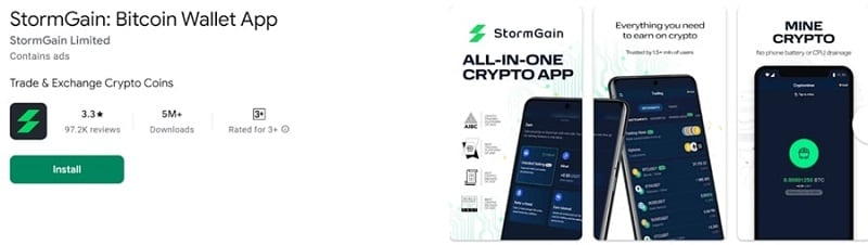 Ứng dụng đào Bitcoin trên điện thoại nổi tiếng StormGain
