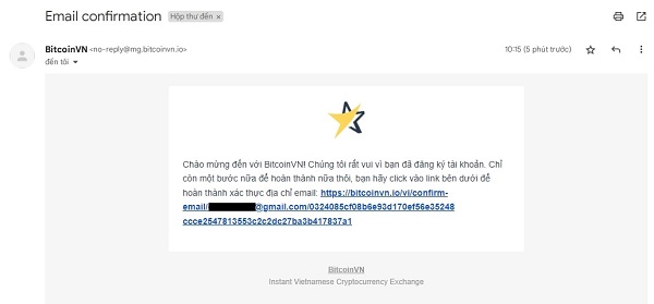 Lưu ý, chỉ bấm từ đường link được gửi từ địa chỉ email của BitcoinVN khi xác thực tài khoản