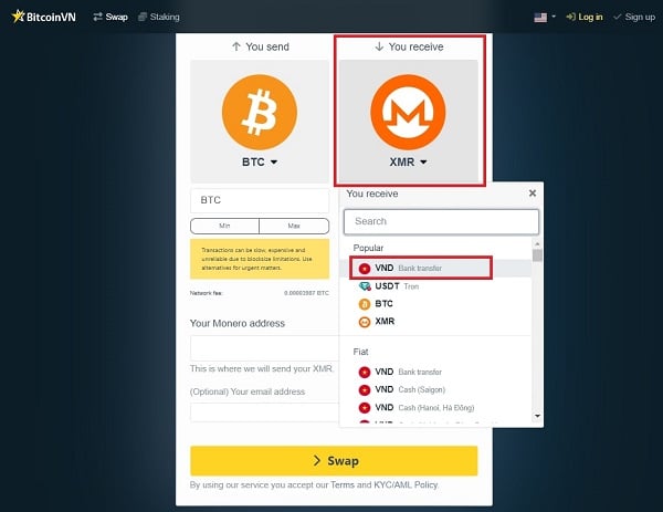 You can also choose other cryptocurrencies