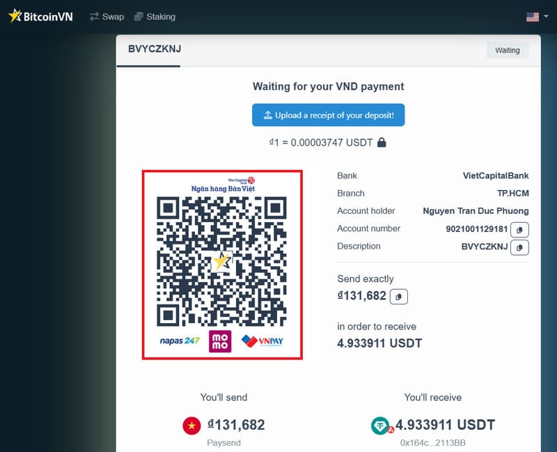 Scan the QR code and proceed the payment